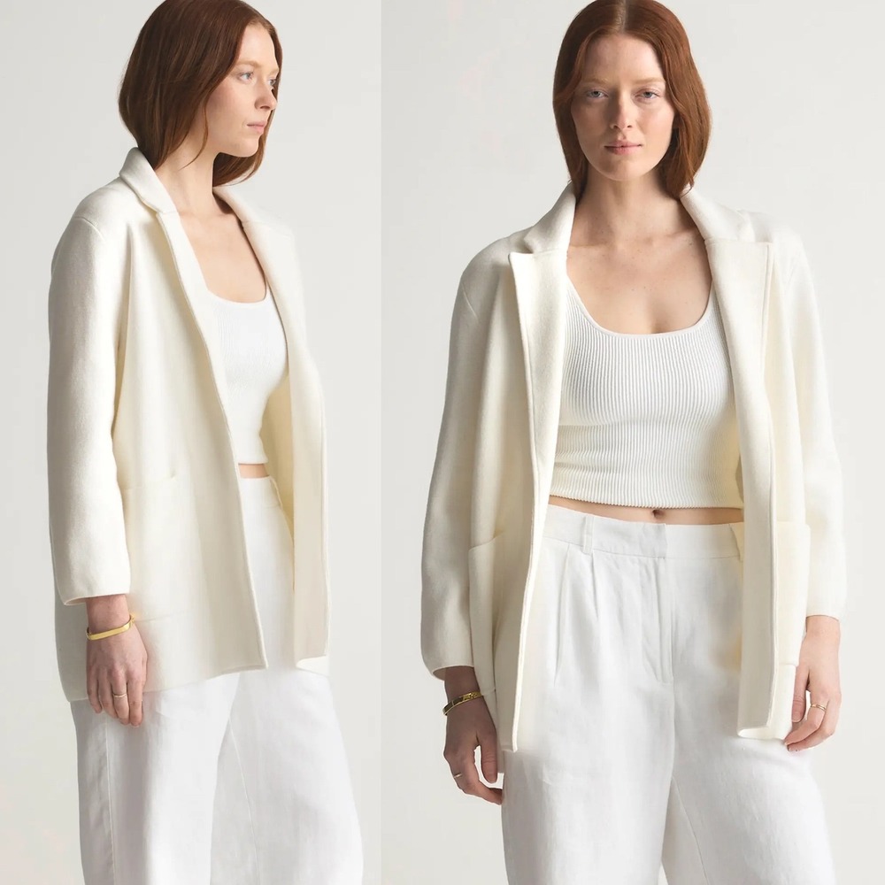 Quince Off-White Open-Front Blazer